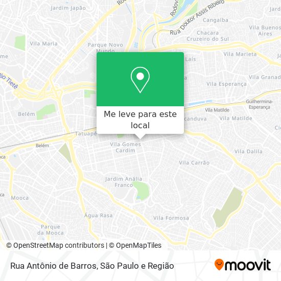 Rua Antônio de Barros mapa