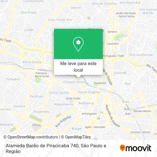 Alameda Barão de Piracicaba 740 mapa