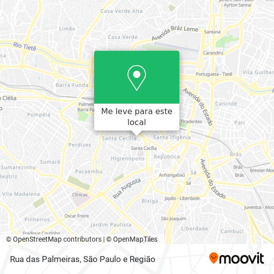 Rua das Palmeiras mapa