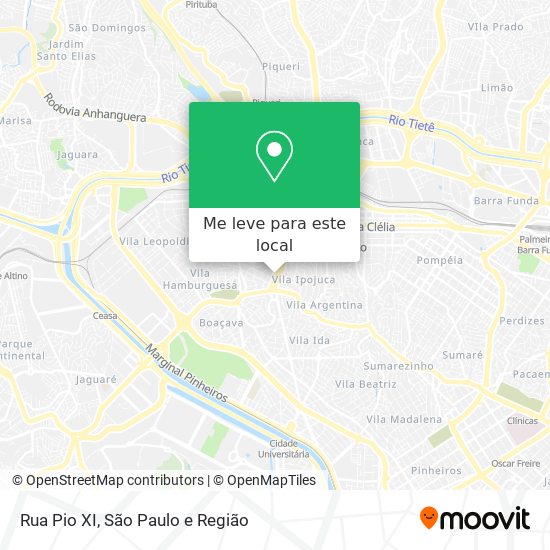 Rua Pio XI mapa