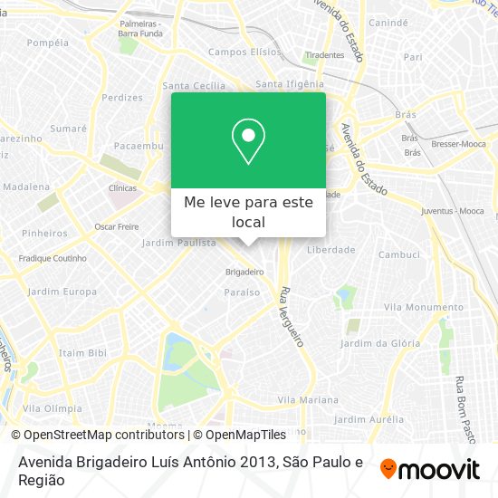 Avenida Brigadeiro Luís Antônio 2013 mapa
