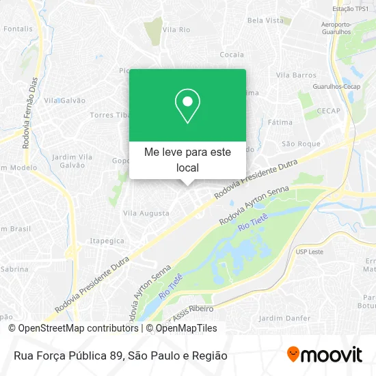 Como chegar até Rua Força Pública 89 em Guarulhos de ônibus ou metrô?