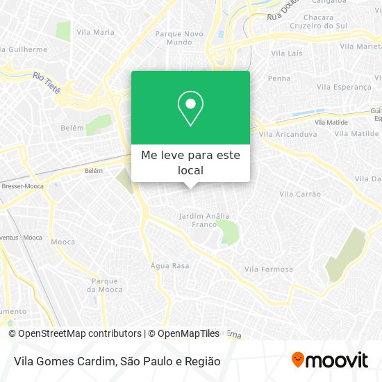 Vila Gomes Cardim mapa