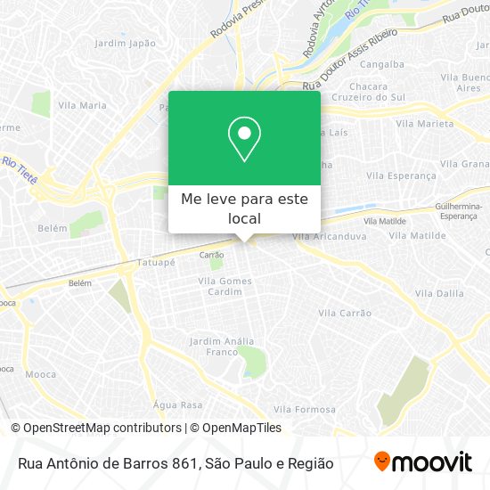 Rua Antônio de Barros 861 mapa