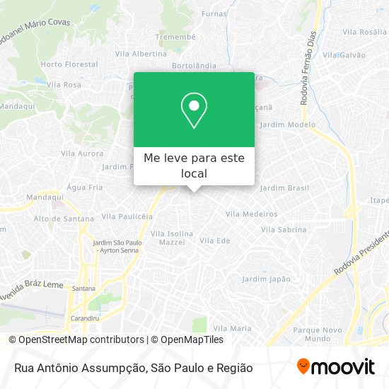 Rua Antônio Assumpção mapa