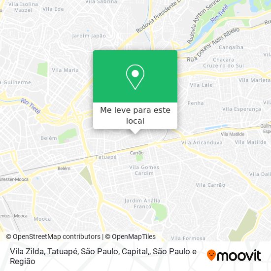 Vila Zilda, Tatuapé, São Paulo, Capital, mapa