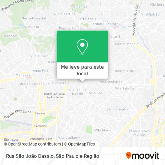 Rua São João Dassio mapa