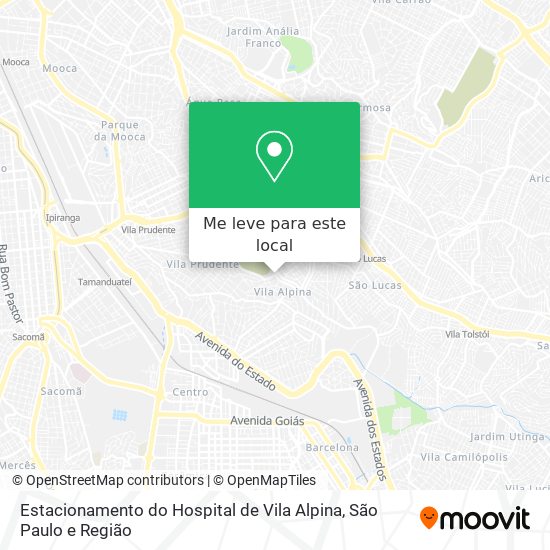 Estacionamento do Hospital de Vila Alpina mapa