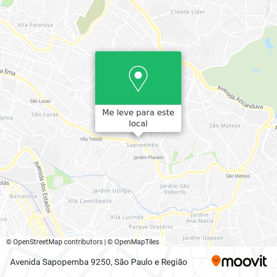 Avenida Sapopemba 9250 mapa