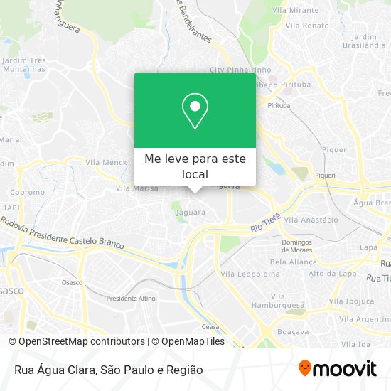 Rua Água Clara mapa