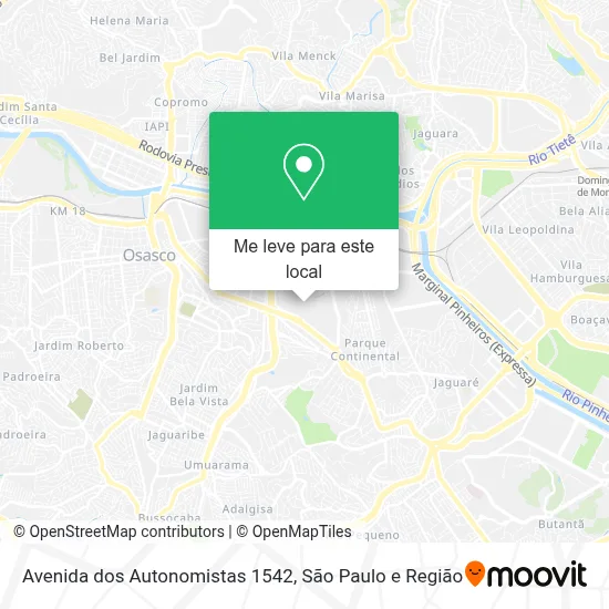 Como chegar até Avenida dos Autonomistas 1542 em Osasco de ônibus ou trem?