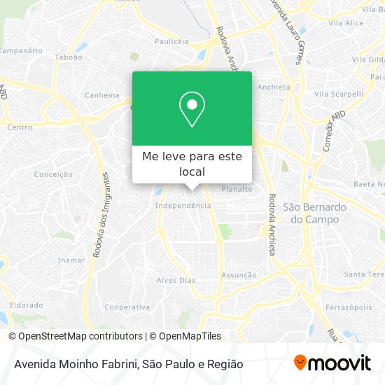 Avenida Moinho Fabrini mapa