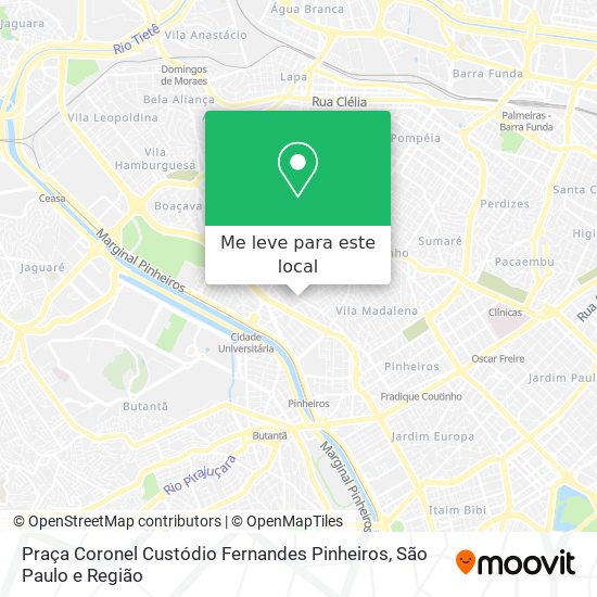 Praça Coronel Custódio Fernandes Pinheiros mapa