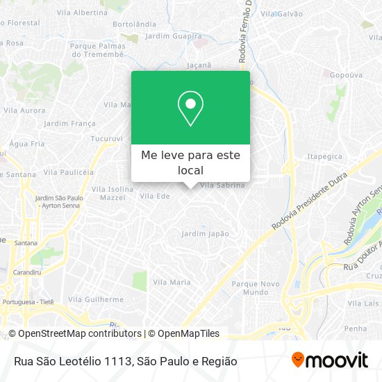 Rua São Leotélio 1113 mapa