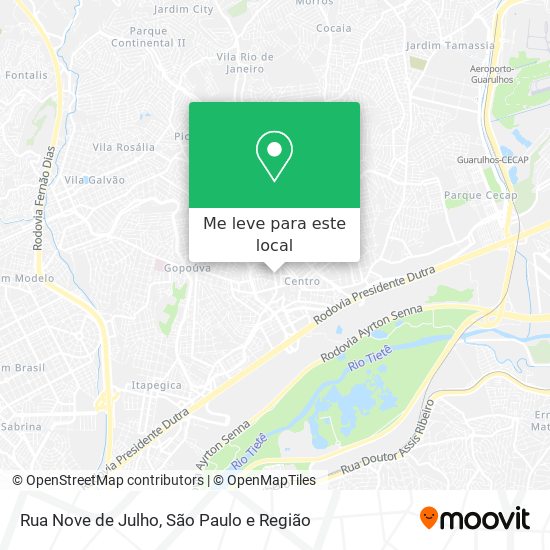 Rua Nove de Julho mapa