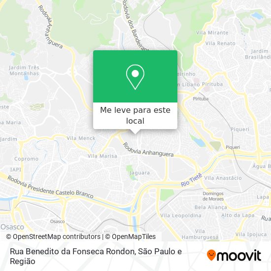 Rua Benedito da Fonseca Rondon mapa