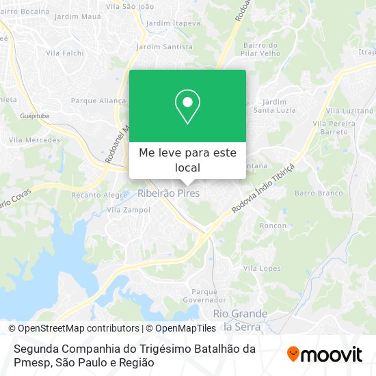 Segunda Companhia do Trigésimo Batalhão da Pmesp mapa