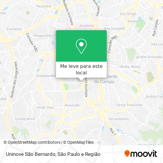 Uninove São Bernardo mapa