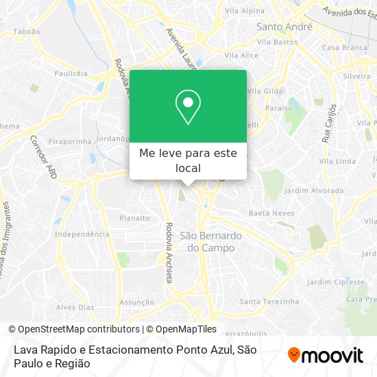 Lava Rapido e Estacionamento Ponto Azul mapa