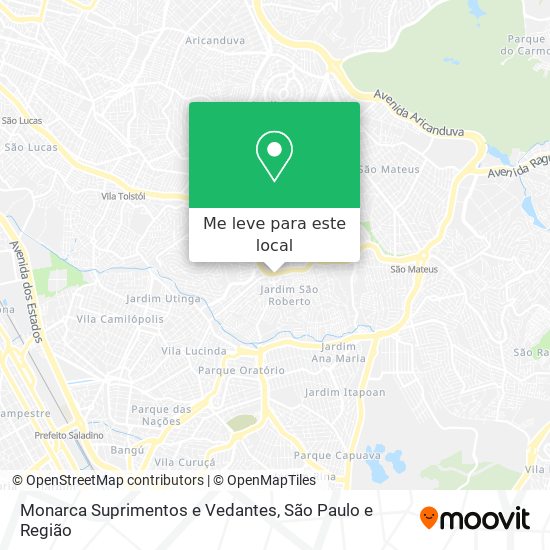 Monarca Suprimentos e Vedantes mapa