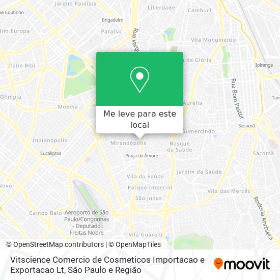 Vitscience Comercio de Cosmeticos Importacao e Exportacao Lt mapa