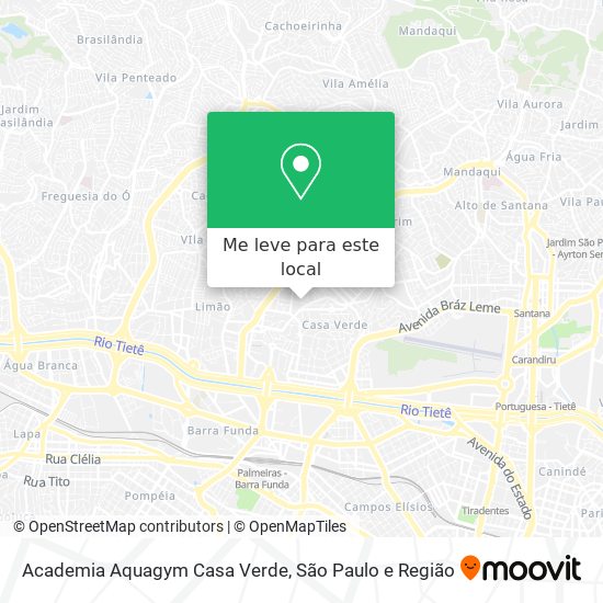 Academia Aquagym Casa Verde mapa