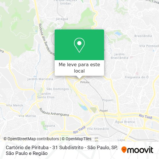 Cartório de Pirituba - 31 Subdistrito - São Paulo, SP mapa