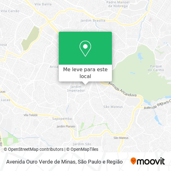 Avenida Ouro Verde de Minas mapa