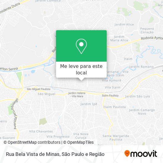 Rua Bela Vista de Minas mapa