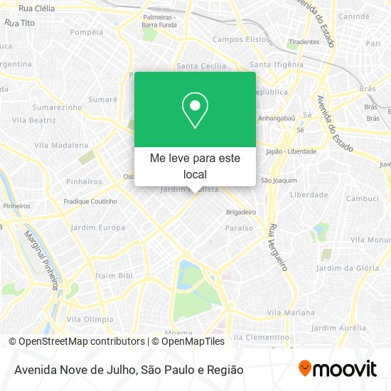 Avenida Nove de Julho mapa