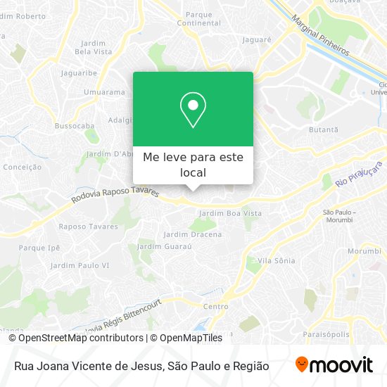 Rua Joana Vicente de Jesus mapa