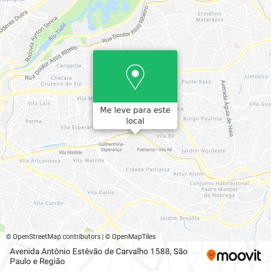 Avenida Antônio Estêvão de Carvalho 1588 mapa