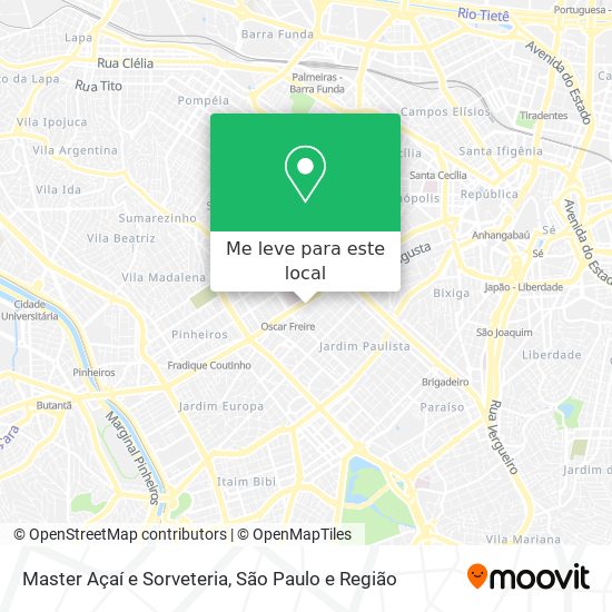Master Açaí e Sorveteria mapa