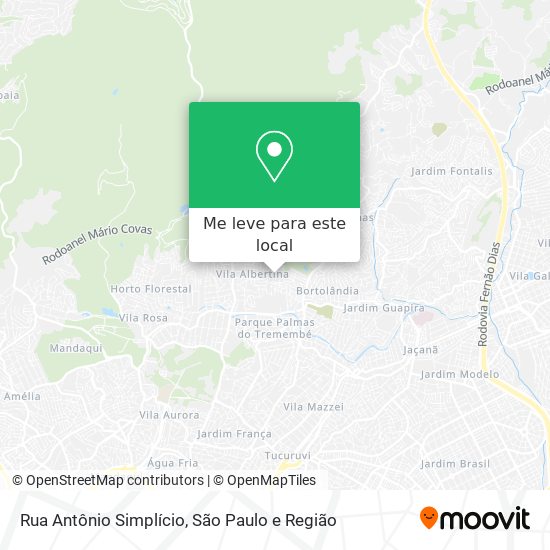 Rua Antônio Simplício mapa