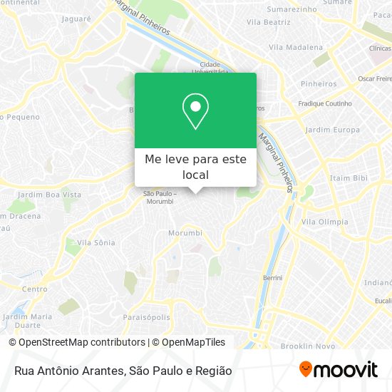 Rua Antônio Arantes mapa