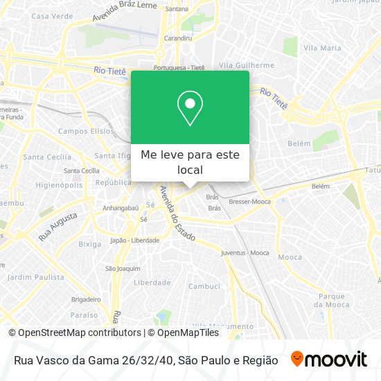 Como chegar até Rua Vasco da Gama 26/32/40 em Brás de Ônibus, Metrô ou Trem?