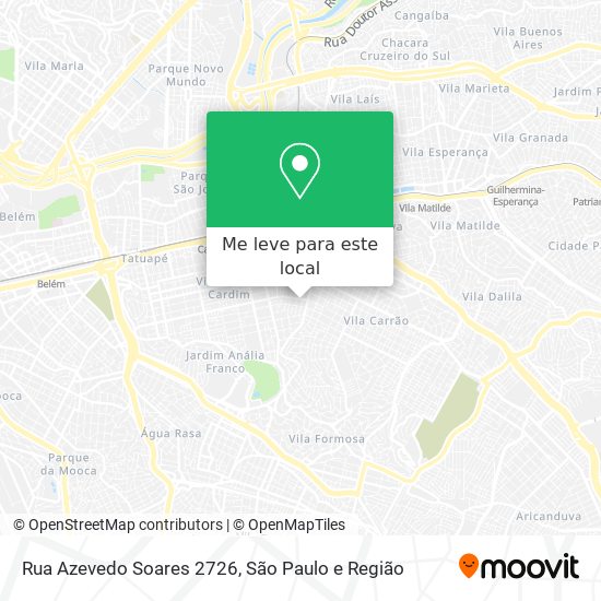 Rua Azevedo Soares 2726 mapa