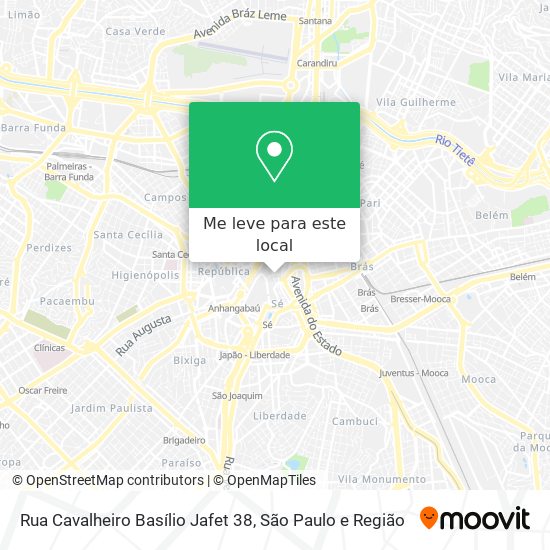 Rua Cavalheiro Basílio Jafet 38 mapa