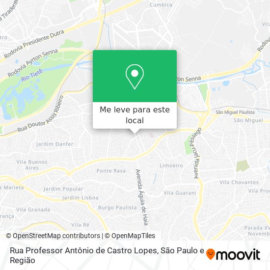 Rua Professor Antônio de Castro Lopes mapa