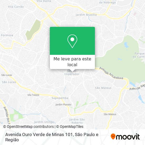 Avenida Ouro Verde de Minas 101 mapa