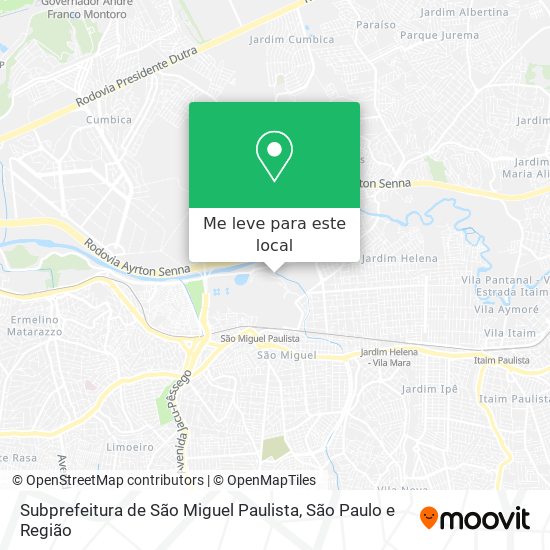 Subprefeitura de São Miguel Paulista mapa