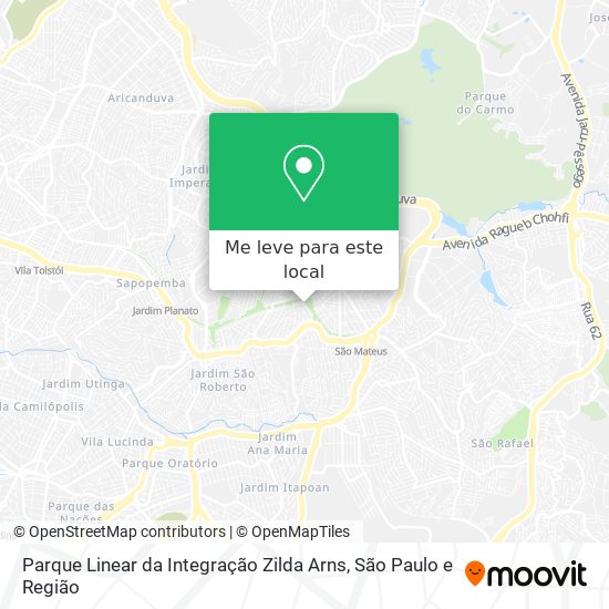 Parque Linear da Integração Zilda Arns mapa
