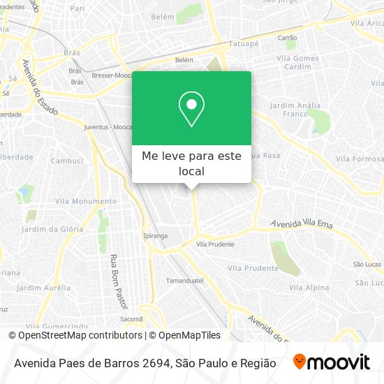 Avenida Paes de Barros 2694 mapa