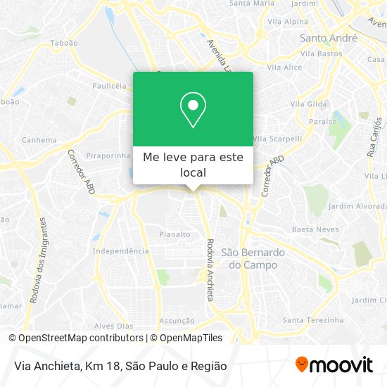 Via Anchieta, Km 18 mapa