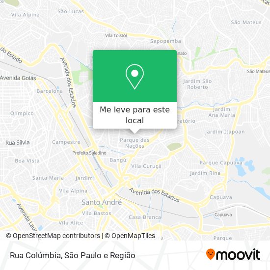 Rua Colúmbia mapa