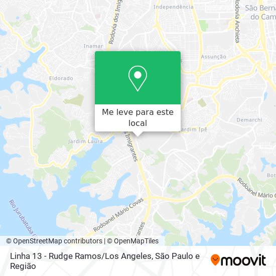 Linha 13 - Rudge Ramos / Los Angeles mapa