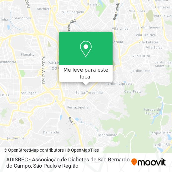 ADISBEC - Associação de Diabetes de São Bernardo do Campo mapa