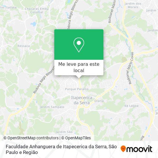Faculdade Anhanguera de Itapecerica da Serra mapa