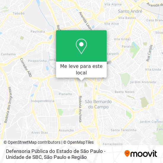 Defensoria Pública do Estado de São Paulo - Unidade de SBC mapa