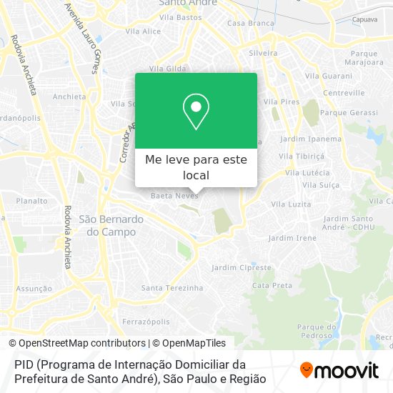 PID (Programa de Internação Domiciliar da Prefeitura de Santo André) mapa